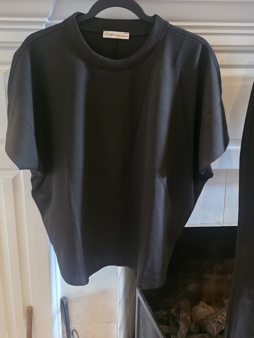 Zenana Outfitters Black Wide-Leg Sweatpants and Boxy Tee Set(SCUBA) - Picture 2 of 5
